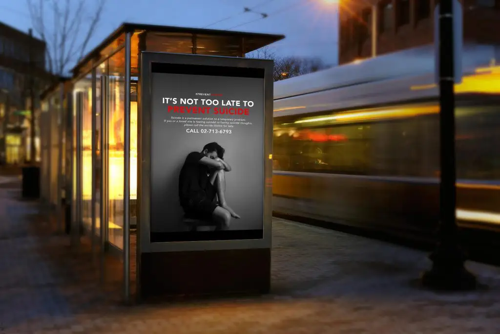 Prevent Suicide Ad Campaign (PSA) 12 Outdoor Advertising Mockup 1