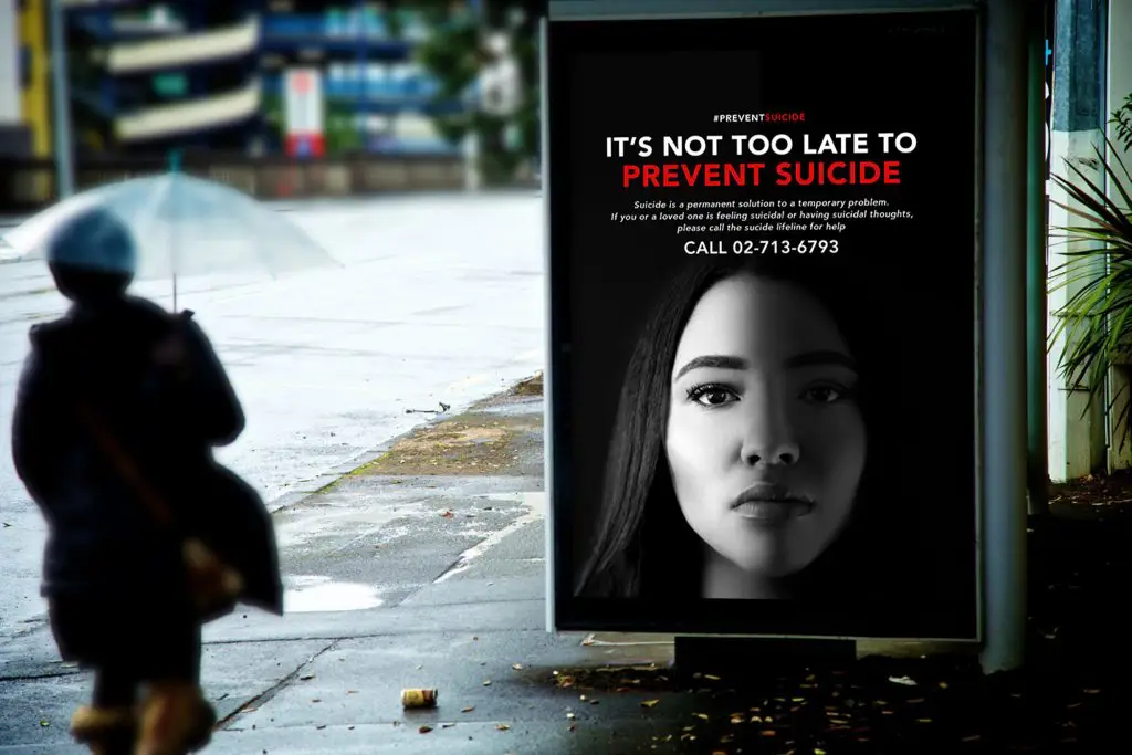 Prevent Suicide Ad Campaign (PSA) 13 Outdoor Advertising Mockup 3