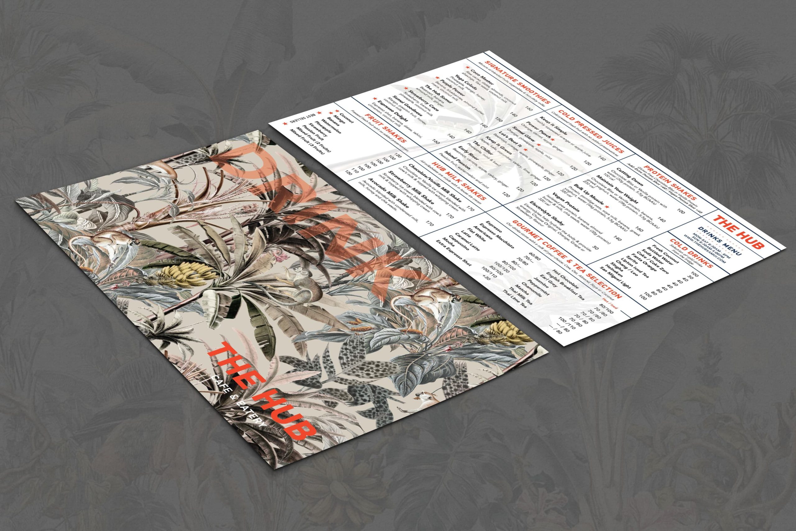 Cafe Brand Identity Design - The Hub Samui Case Study 9 FB drink menu design agency bangkok thailand the hub scaled